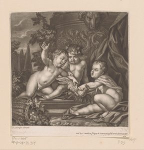 Tre amoriner med en fågel av attributed to John Smith