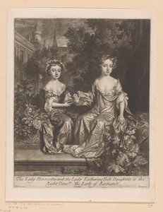 Portret av Henrietta och Katherine Hyde med en duif The Lady Henrietta and the Lady Katherine Hide Daughters to the Right Honourable Earle of Rochester (titel på objektet) av John Smith