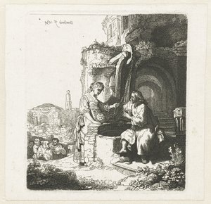Kristus och kvinnan i Samarien bland ruiner av John Smith of Chichester
