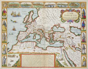 En ny karta över det romerska imperiet, från "En utsikt över de mest berömda delarna av världen", pub. av Bassett und Chiswell, 1676 (handfärgad tallriksgravyr)