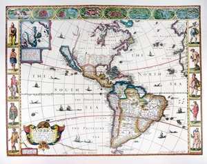 Karta över västra halvklotet 1626 (färg litho) av John Speed