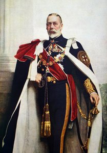 Porträtt av George V, Souverän av Strumpebandsorden av John St. Helier (after) Lander