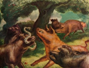 "Hogs Killing a Rattlesnake", 1930