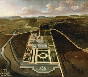 South Prospect of Hampton Court, Herefordshire, c.1705 av John Stevens
