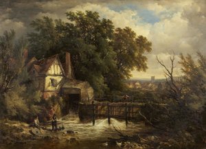 A Surrey Mill Stream (olja på duk)