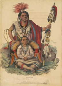 Keokuk, chef för säckarna och rävarna, 1838 (handfärgad litografi på vävt papper)