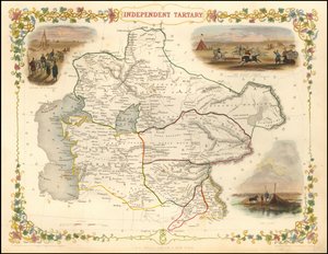 1851 års karta över Oberoende Tartariet av John Tallis av John Tallis