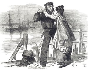 En sjömanshyllning till Samuel Plimsoll (1824-1898), en engelsk politiker och socialreformator, för det arbete han utförde medan han var parlamentsledamot för Derby med att införa lagstiftning som reglerar lastning och sjövärdighet för handelsfartyg av John Tenniel