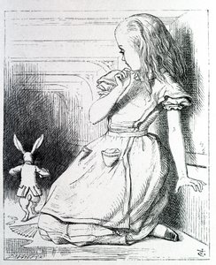 Alice et le rabbit - i "Alices äventyr i Underlandet och genom glasögonen" av Lewis Carroll, ill. John Tenniel (1820-1914) av John Tenniel