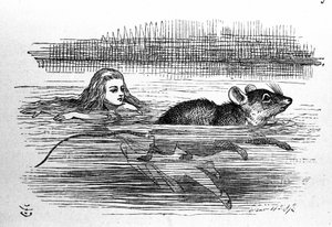 Alice i Underlandet av Lewis Carroll (E. Dodgson). Illustration av den första upplagan av Tenniel av John Tenniel