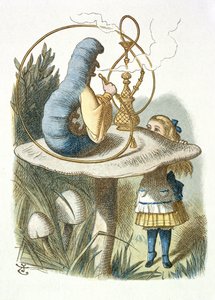 Alice möter den blå larven av John Tenniel