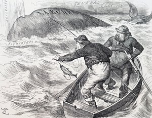 Tecknad av John Tenniel, en engelsk illustratör, grafisk humorist och politisk serietecknare. 1/1/1891 (gravyr) av John Tenniel