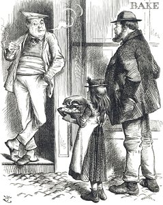 Tecknade kommentarer om de begränsade matlagningsmöjligheterna i fattiga hem där det ofta inte fanns någon ugn av John Tenniel