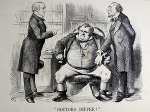 Politisk satir föreställande William Ewart Gladstone, Benjamin Disraeli och John Bull av John Tenniel
