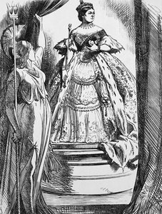 Drottning Victoria uppmanas av Britannia att komma tillbaka till världen efter sin långa sorg av John Tenniel