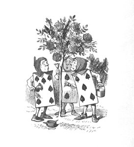 Spelkorten som målar rosenbuskarna, 1889 av John Tenniel