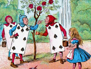 Spelkorten som målar rosenbuskarna, c1910 av John Tenniel