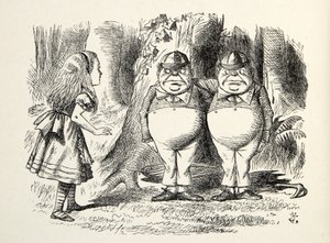 Tweedledum and Tweedledee, illustration from Through the Looking Glass, by Lewis Carroll (1832 - 98), 1872  av John Tenniel