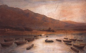 Brittiska trupper landstiger vid Ras Al Khaimah 1809 av J. Thirtle av John Thirtle