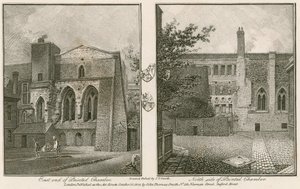 Östra änden (vänster) och norra sidan (höger) av den målade kammaren, Westminster Palace av John Thomas Smith