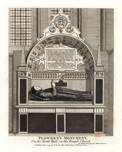 Edmund Plowdens monument på norra väggen i Temple Church av John Thomas Smith