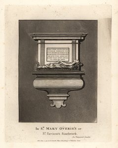 Gravbild och monument till den hederlige mannen William Emerson, död 1575, i St Mary Overie