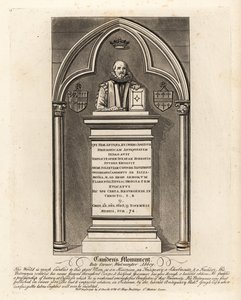 Gravmonument till den elisabethanske antikvarien och härolden William Camdem, död 1623, i Poets Corner, Westminster Abbey
