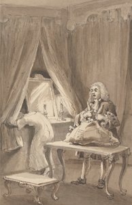 Hogarth, efter att hans fru hade tagit på sig en ny nattskjorta, knyter ihop hennes saker för att skicka till Sir James Thornhill med ett brev där han sa till honom: 