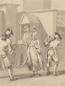 Hogarth bär sin mästares sjuka barn runt Leicester Fields. The Spot of Ground Leicester House. av John Thomas Smith