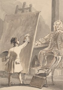 Hogarth målar sin bild av kapten Coram för Foundling Hospital av John Thomas Smith
