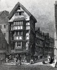 Houses Lately Standing on the West Corner of Chancery Lane, Fleet Street, publicerad 1812. av John Thomas Smith