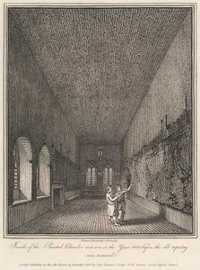Inuti den målade kammaren som den var år 1800 innan den gamla gobelängen togs bort av John Thomas Smith