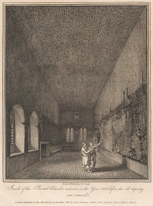 Inuti den målade kammaren som den var år 1800 innan den gamla gobelängen togs bort av John Thomas Smith