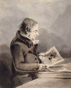J.M.W. Turner In The British Museum (brunt och grått bläck tvättas över penna på vitt papper) av John Thomas Smith
