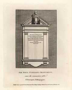 Sir Paul Pindars monument nära nattvardsbordet i St Botolph