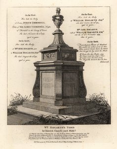 Tomb of artist William Hogarth, Chiswick Churchyard, Middlesex av John Thomas Smith