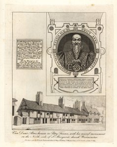 Van Duns allmosor i Petty France, med hans väggmonument i St Margaret