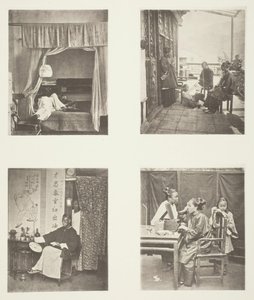 En doft av opiumröret hemma, Efter middagen, Reading for Honours, The Toilet, ca. 1868. av John Thomson