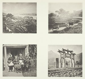 Del av Foochow Foreign Settlement, Terracing Hills, Foochow Field Women, A Memorial Arch, ca. 1868. av John Thomson