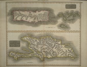 Porto Rico och Jungfruöarna: Haiti, Hispaniola eller St. Domingo, 1817 (handfärgad gravyr) av John Thomson