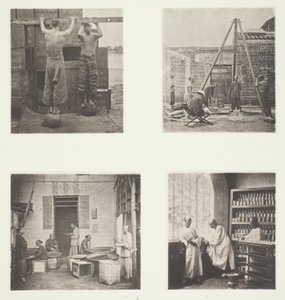 Rullning av doftande Caper- och Gunpowder-te; Vägning av te för export; Ett tehus, Canton; Ett teprovningsrum, Canton av John Thomson