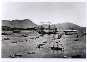 Utsikt över hamnen, Hong Kong, från 