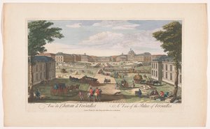 Vy över framsidan av slottet i Versailles Utsikt över slottet i Versailles (titel på objektet)