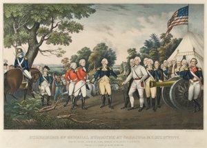 General Burgoynes kapitulation i Saratoga, N.Y., 17 oktober 1777, pub. 1852 av John Trumbull