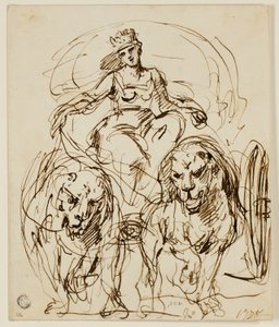 Cybele på vagn tecknad av Lions av John Vanderbank