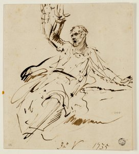 Sittande mansfigur med upphöjd arm av John Vanderbank