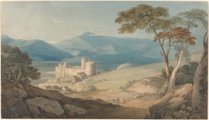 Harlech Castle och Snowdon av John Varley