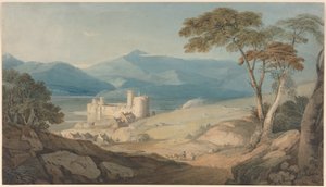 Harlech Castle och Snowdon av John Varley