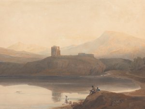Llanberis Lake, med Dolbadern Castle av John Varley