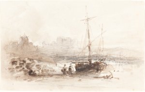 Segelbåt på en strand av John Varley